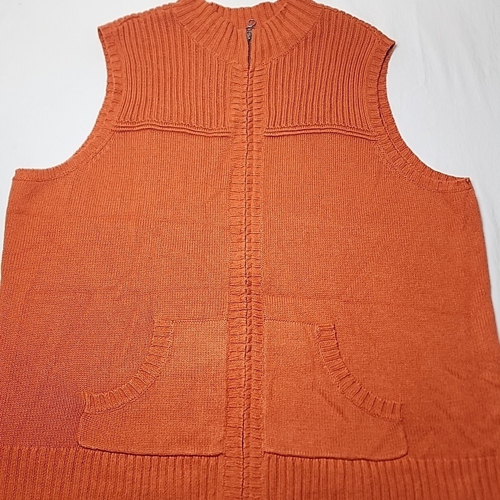 Christopher & Banks Rust Dark Pumpkin Orange Knit Zip Up Vest Cardigan 3x